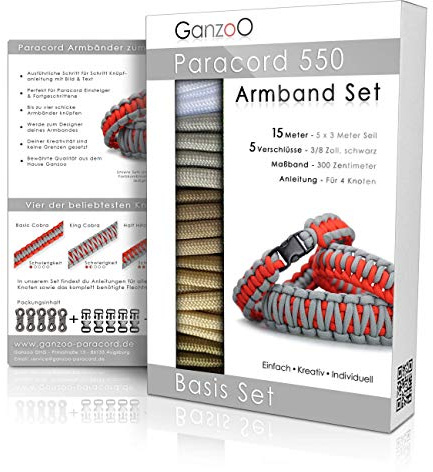 Paracord 550 DIY-kit med klickfästen och instruktioner (svenskt språk inte garanterat)