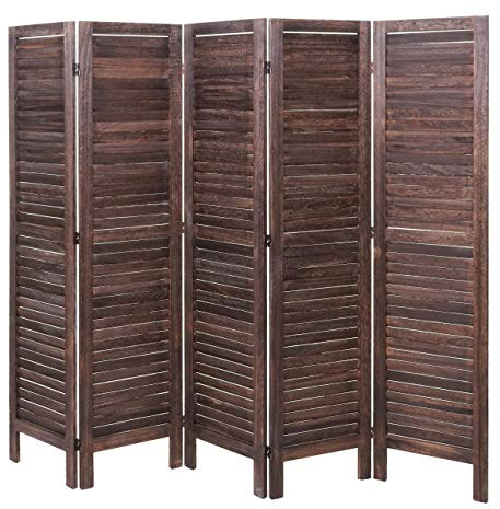 Mendler Paravent HWC-G30, Trennwand Sichtschutz Raumteiler, Shabby-Look 170x200cm - braun