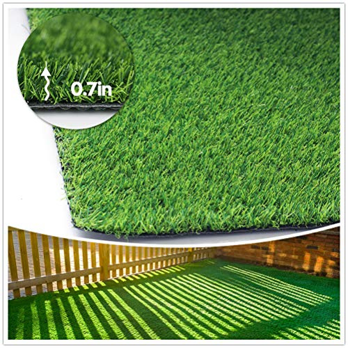 Artificial Grass Synthetic Lawn (0.7 Custom Sizes) -7FTx13FT Indoor/Outdoor Grass Carpet, Easy Installation Multi-use Astroturf Rug, Dog Turf with Drain Holes
