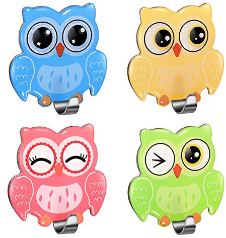 MORCART 4 Stück selbstklebend Handtuchhaken Eulenhaken Wandhaken Bademantelhaken Haken Garderobenhaken Edelstahl Bad und Küche Handtuchhalter Kleiderhaken Wohnzimmer ohne Bohren für Kinder