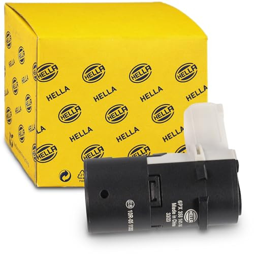 HELLA 6PX 358 141-141 Sensor, parkeringshjälp - vinklad - 3-polig - istoppad - lackerbar