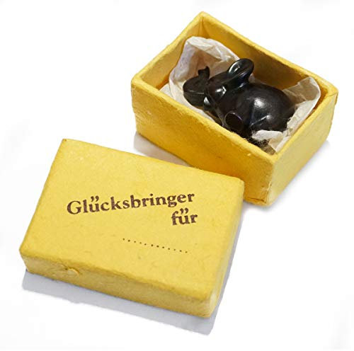 IMAGO Glückselefant im Geschenkkarton, Glücksbringer als Geschenk Figur Elefant aus Polyresin, kleine Elefantenfigur, 4,5 x 3 cm