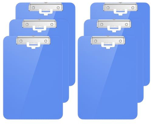 Hongri Lot de 6 planchettes à pince en plastique bleu standard A4 pour infirmières, étudiants et bureau, porte-stylo et clip bas, taille 31,8 x 22,9 cm, bleu