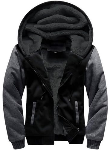SwissWell Sudadera con Capucha para Hombre Invierno Chaqueta Polar Sudadera con Cremallera Chaquetas Deportivas Cálidas con Bolsillos para Senderismo Acampada.,8012 Negro Gris,XL