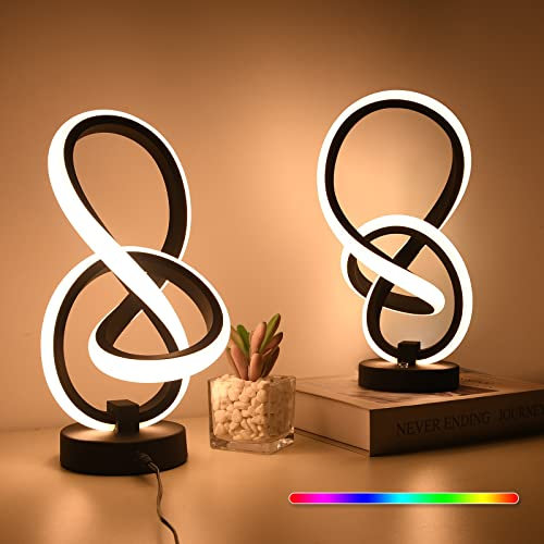 AVANLO 2er Set LED Nachttischlampe Touch Dimmbar, RGB & Warmweiß LED Tischlampe 10W Atmosphäre Nachtlicht Dimmbar Tischleuchte Touch Lampe für Schlafzimmer, Wohnzimmer, Kinder