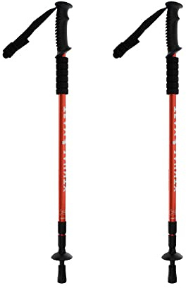 Vetrineinrete® Coppia di bastoncini da trekking bastone telescopico in alluminio per camminata escursione nordik walking campeggio 63-135 cm vari colori (Rosso)
