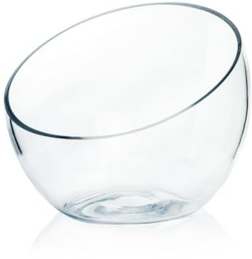 Craft And Party, Slant Cut Bowl Glass, Glass Fish Bowl Vase, 6 Height x 7 Width Fruit Jar, Candy Dish, Clear Terraium, Flower Centerpiece