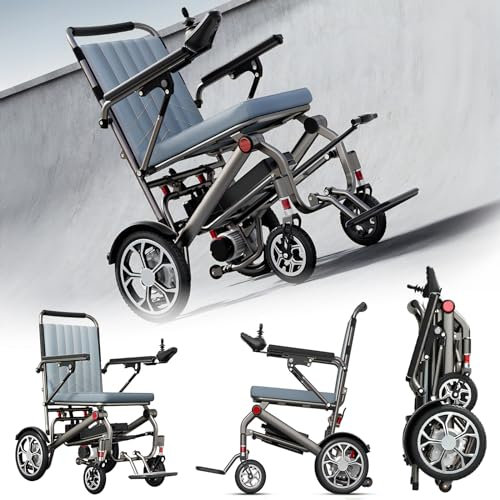 25KM Elektro Rollstuhl Faltbar Leicht Elektrorollstuhl, Rollstuhl Elektrisch Tragbarer für Erwachsene und Senioren, Hohe Reichweite, Unterstützung 150 Kg, max 30AH﻿,12ah,Standard