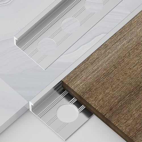Raouoae Perfil Para Baldosas De 125CM - 2 Piezas, Protección De Bordes En Ángulo Con Altura De 11,1mm/13,1mm, Tira Terminal En L De Aluminio Para Uso Interior En Oficina, Escuela Y Hotel(Silver,W:11.1
