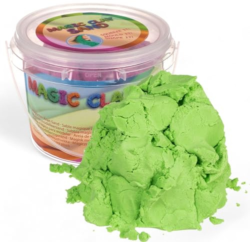MIJOMA Sabbia da gioco sensoriale cinetica, modellabile e impastabile, ideale per interni – ore di divertimento e sviluppo creativo. (verde (500 g))
