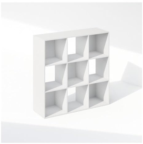 Furinno PELLI Book Shelf, 9-Cube Bookshelf, Cube Storage Organizer Bookcase, 11.7 x 35.3 x 35.4, for Living Room, Bedroom, Home Office, White