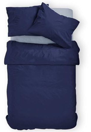 Amolavet Sommer Bettwäsche 155x220 2teilig Set Blau aus Gebürstetem Mikrofaser Sommerbettwäsche 155x220 Bettbezug 155 X 220 + Kissenbezüg 80x80 Mit Reißverschluss für Einzelbett