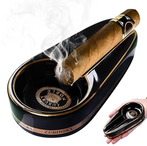Poscauchi di sigaro, posacenere, posacenere di sigaro per uomini in ceramica 12x2.6x1in posacenere dorato Elegante Accessori per sigari di cenere di cenere stabile per gli uomini regali per uomini