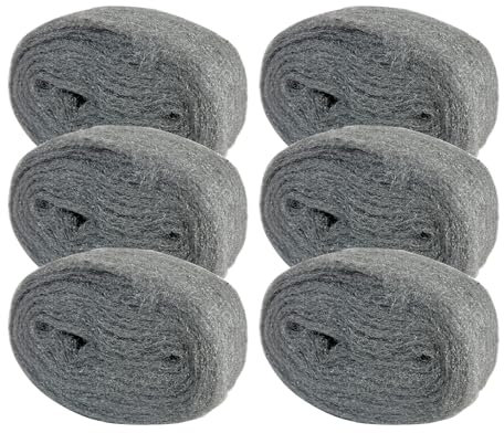 GEOGIEEW Lana de Acero, 6 Rollos 0000 Lana de Acero, Lana de Acero Extrafina, Limpieza de Persianas de Plástico, Para Rellenar Agujeros y Grietas en Paredes, Para Garajes y Jardines