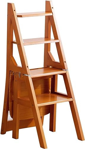 Escabeau pliable en bois massif chaise escabeau escabeau chaise escabeau pliable 4 marches escabeaux double usage escalier 4 marches escalade présentoir support de fleurs (couleur : marron, taille :