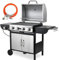 4+1 Brenner Gasgrill Master, 14.05KW Gasgriller Edelstahl mit Seitenkochfeld, BBQ Gas Grillwagen für Grillpartys im Gärten Terrasse, Standgrill mit Thermometer, Grillküche Große Grillfläche,Impulszünd