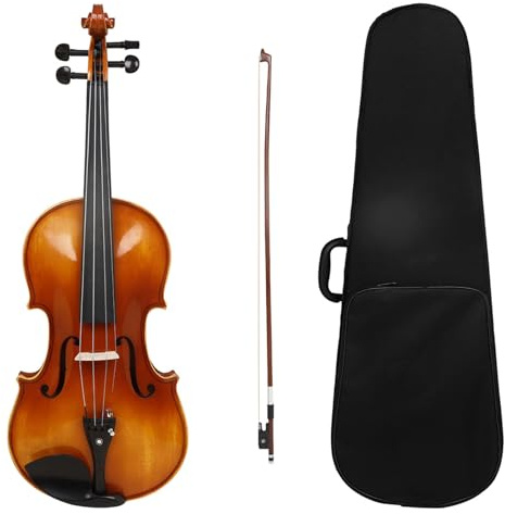 DOUDINGMAO Juego de viola de 16 pulgadas, viola de madera maciza con funda de transporte y juego de arco para principiantes, estudiantes, instrumentos de cuerda de color natural