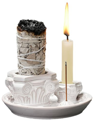 Zuzer Porta Incenso 4 in 1 Porta Bastoncini di Incenso in Ceramica,Brucia Incenso,Supporto per Bastoncini di Incenso per Meditazione Yoga Ufficio