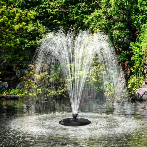 Biling Schwimmender Springbrunnen mit LED-Beleuchtung für Großer Gartenteich, Teichbrunnen mit 2500 l/h Pumpe, 9m Kabel mit EU-Stecker, Wasserspiel mit 3 Fontänen Modi (Frostsicher)
