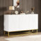 Moderner High Gloss Sideboard Schrank - 130cm breite Buffet-Einheit mit 4 Fächern, zeitgenössischer Aufbewahrungsschrank für Esszimmer, Wohnzimmer, Flur (weiß)