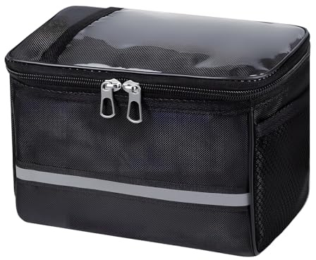 Waterproof Bike Handlebar Bag – Small Front Bicycle Bag with Reflective Strip & Zipper Pocket | Compact, Durable Oxford Fabric | Fits Road/Mountain/Folding Bikes for Commuting & Outdoor Cycling