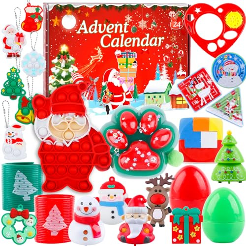 Fidget Advent Calendar 2025 Kids, 24 Days Countdown Fidget Toy Advent Calendar With Sensory Toys Stress Relief Set Christmas Surprise Xmas Presents Box for Boys Girls Aged 3 And Up Party Gifts