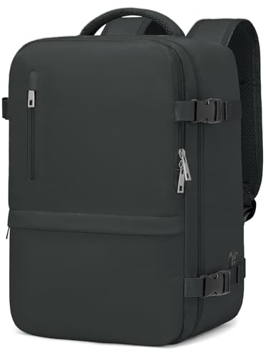 Xkdoai Resa Ryggsäck Kabin Flygplan 40 x 30 x 20 x 20 Reseryggsäck för Ryanair Handbagage med Anti-stöldväska Flaskficka för Kort Resor, Grå/svart, 40x30x20cm