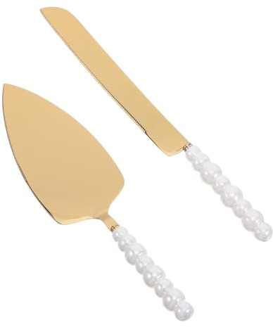 ZUNOXAZ Tagliacake Elegante con Manico Perla Coltello da Dessert in Acciaio Resistente Spatola Seghettata per Torte e Pizza Utensile Leggero Ergonomico per Matrimoni Compleanni e Feste