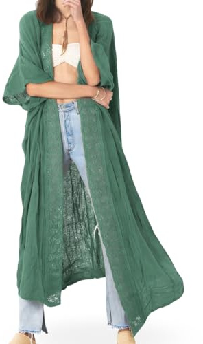 Lifetooler Kimono de Playa Vestidos de Baño Mujer Respirable Cardigan Largo Verano Caftan de Mujer Bikini Cover Up Grande Elegante