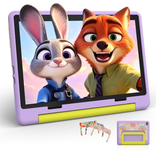 Laptok Tablet para Niños 10 Pulgadas, Tablet Infantil Android 16 Octa-Core, 24GB RAM 64GB ROM, Pantalla IPS HD 1280×800, Batería 6000mAh, Control Parental, WiFi 6 Bluetooth 5.4, Morado