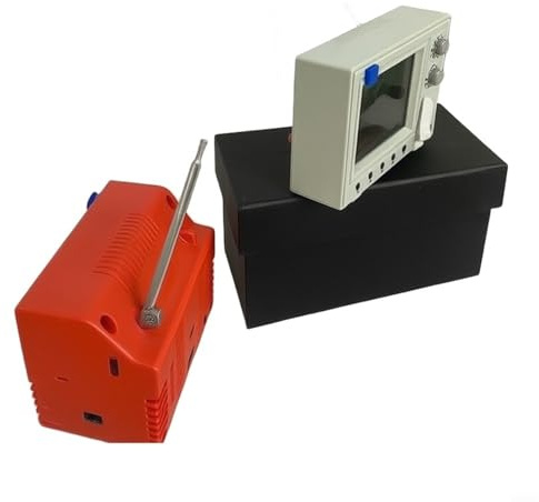 Retro Fernseher mit 8GB Speicher, USB Video Player für MP4, Wiederaufladbar mit 150 Min Spielzeit, Kompaktes Design 8.5cm, Nostalgische für DEKO für Puppenhaus & Sammlung(Red)