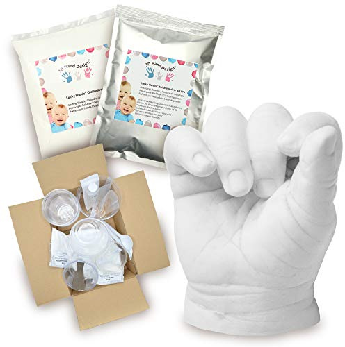 Lucky Hands® empreinte de yeso de manos y pies | Recién nacidos y bebés | Hecho en la UE | Polvo para crear esculturas de manos y pies (Kit Infantil Completo)