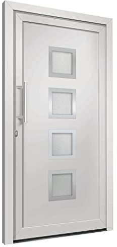 vidaXL Porta di Ingresso con Accessori Sicurezza Eleganza Entrata Casa Edifici Soglia Alluminio Rinforzi e Anima in Acciaio Bianca 108x200 cm