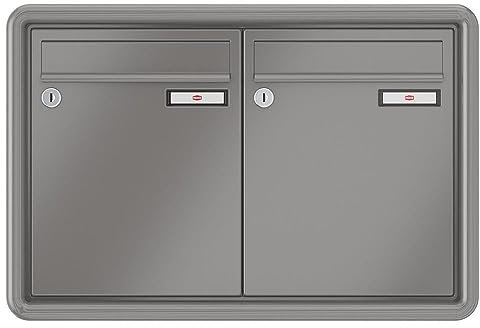 RENZ / 2er Unterputz-Briefkastenanlage Einbau-Briefkasten/RAL-Farbe 9007 Volumen 8 L/Dein-Briefkasten.de