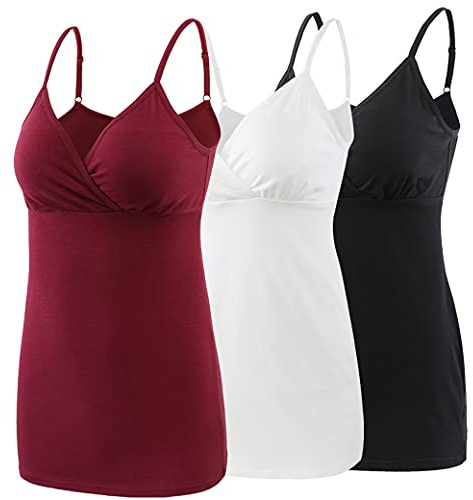 COLOMI Amning tanktops för moderskap integrerad bh för amning grundläggande kamisole