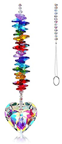 Jovivi Crystal Sun catcher For Window Hanging Chakra Beads Prism Heart Suncatcher Rainbow Maker Sun Catchers Hanging Ornament Home Decoration, 40cm(15.75 inch)