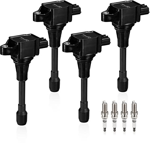 BDFHYK Ignition Coil Pack UF549 and Iridium Spark Plug 9029 Compatible with Nissan Altima 2008 2009 2010 2011 2012 2013 Nissan Rogue Sentra Versa 2013-2021 Nissan Coil Pack NV200 Cube 2.5L Set of 4