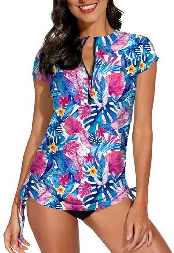 BesserBay T-shirt rashguard à manches courtes pour femme, protection solaire UPF 50+, taille S à XXL, b1, XL