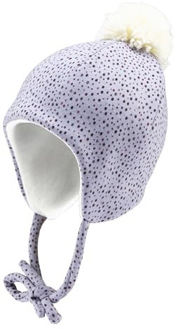 Sterntaler Inka Mütze mit Pünktchen - Mädchen Baby und Kinder Mütze mit angeschnittenen Ohrenklappen und Bindeband - Bommelmütze, gefüttert mit Baumwollfleece - blasslila, 43