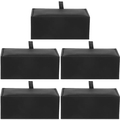 PRETYZOOM 5pcs Cufflink Box, Pu Leather Cufflink Case, Small Flip-up Cuff Link Storage Boxes, Mens Small Jewelry Storage Holder for Travel, Business Trip