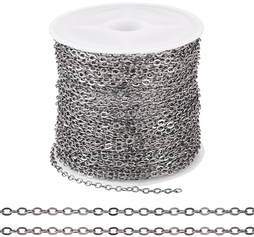 Craftdady 33 fot gör-det-själv halsband kedjor tvinnad kedja 2,5 x 2 mm smyckekedja för smycken armband halsband tillverkning kanonmetall svart
