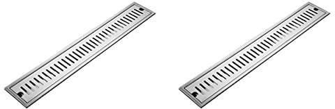 Ronlok 2X Rechteckiger Linearer Duschbodenablauf Langer Linearer Abflusskanalablauf für Hotelbad Küchenboden 20cm