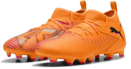 Puma Future 8 Match Fg/AG Jr - Scarpe da Calcio Unisex per Bambini, Heat Fire Puma Black Ravish, 4 UK