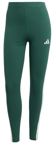 adidas Women's Essentials 3-Stripes Cotton Leggings, Collegiate Green/White, XS