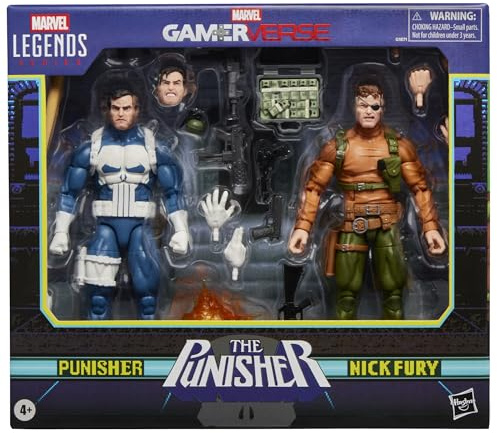 Marvel Legends Series Gamerverse Punisher & Nick Fury, Retro Video Game-Inspired Collectible 6-Inch Action Figures