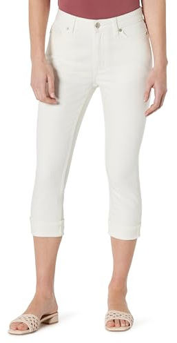 Amazon Essentials Women's Medium-Stretch Slim-Fit Mid-Rise Capri Jeans, White, 14