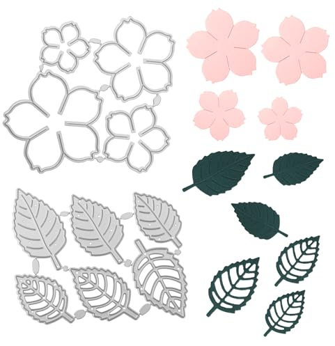 2 Pz Fustelle per Fiori Foglie e Foglie, Fustelle Creazione di Biglietti Modelli di Carta Goffratura Fiori in Metallo per Album Fai Da Te Scrapbooking Forniture Artigianali Matrimoni (Stile 1)