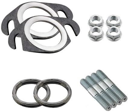 Auspuff Stehbolzen, Inhalt 4 Stk Krümmerdichtung+4 Stk Auspuff Stehbolzen+4 Stk Muttern, 2 Offene Löcher Achsabstand 48mm, 12 Stück Auspuffdichtung Set, Passend Für Yamaha Peugeot 2t 50cc 2t Roller