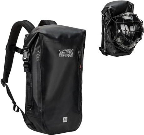 Zaino Moto e Ciclismo Impermeabile Extra Large, Zaino Rolltop da 30L per Escursionismo, Bicicletta, Viaggi e Sport Outdoor, Borsa da Moto Antipioggia con Tasche Multiple e Design Ergonomico