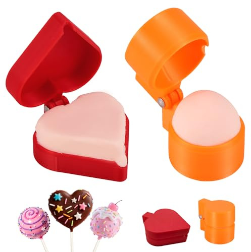 Penitue 2pz Stampi Cake Pop Forma Sfera e Cuore, Taglierina e Spingi Cake Pop in Plastica PLA Set Strumenti per Cottura Forme Stampate in 3D per Dolci Fatti Casa Feste Matrimoni